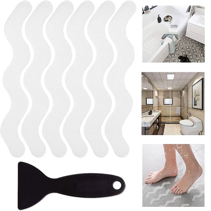 (Przezroczyste) 24 sztuki antypoślizgowych naklejek pod prysznic, wysokiej jakości i bezpieczne, odpowiednie do wanien i schodów, w zestawie ze skrob