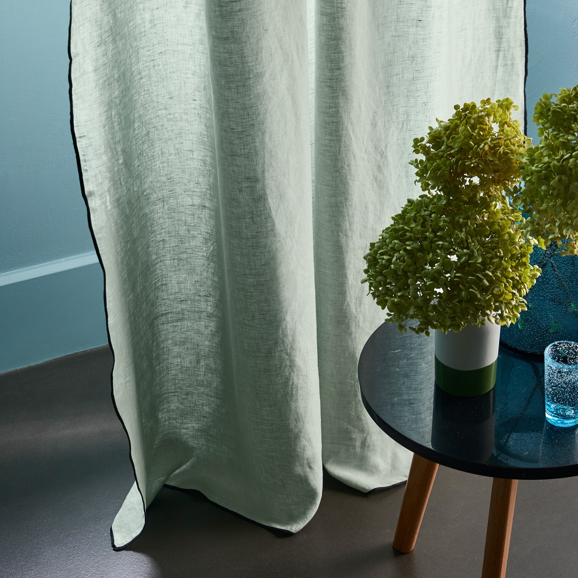 Rideau Panneau Tamisant en Lin 100% lavé légèrement froissé CARLINA Vert 200x280 cm - 3