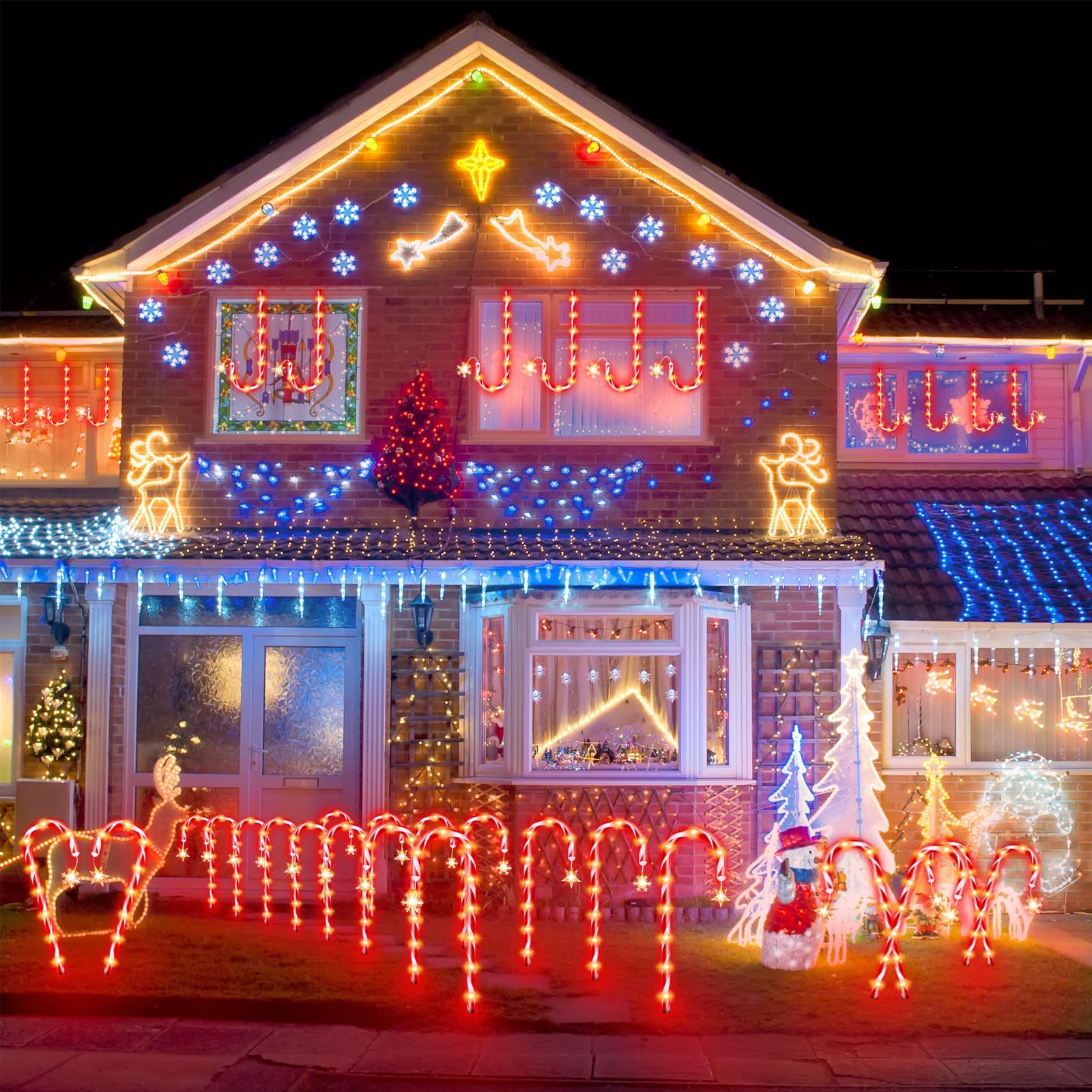 Zestaw 22 solarnych lampek choinkowych w kształcie laski cukrowej Wodoodporne solarne lampki choinkowe, ozdoby świąteczne, lampki solarne na paliki - 9