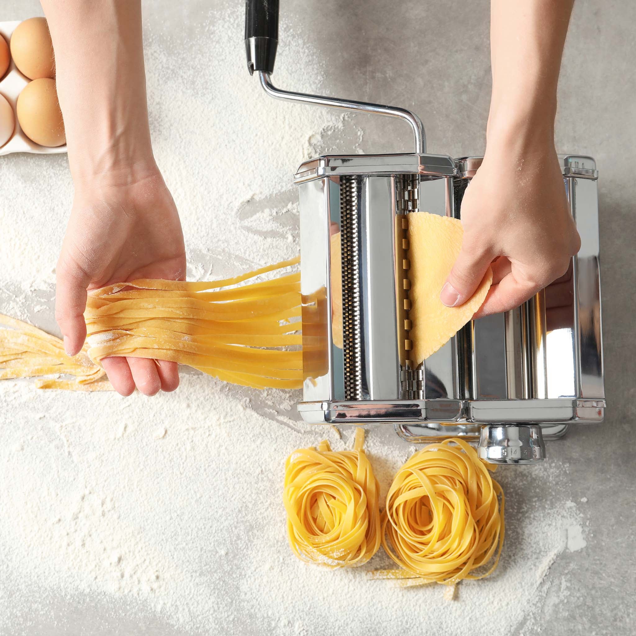 Toboli Máquina para hacer pasta manual acero inoxidable pasta fresca casera espesor ajustable 2–6 mm - 8