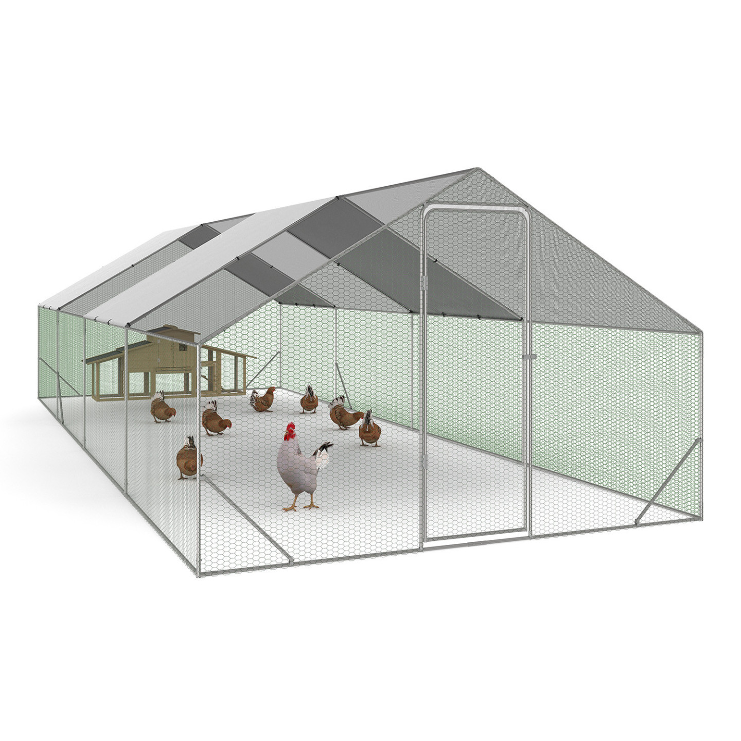 Enclos poulailler 24 m² parc grillagé 8x3 M acier galvanisé - 2