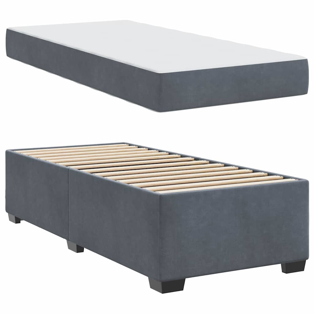 Cadre de lit avec matelas Gris foncé 90 x 200 cm Velours - 6