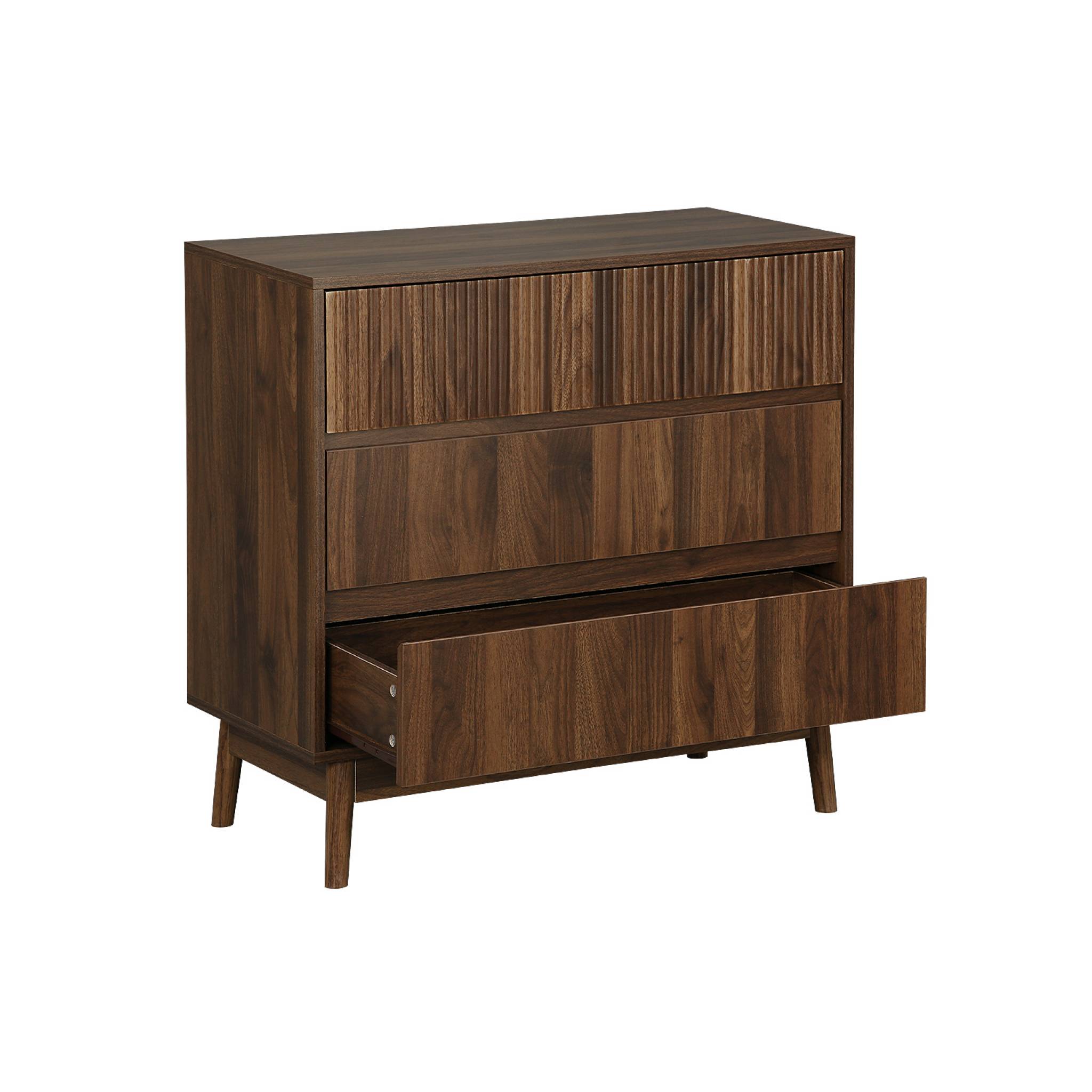 Commode de rangement décor bois de noyer. 3 tiroirs LINEAR - 5