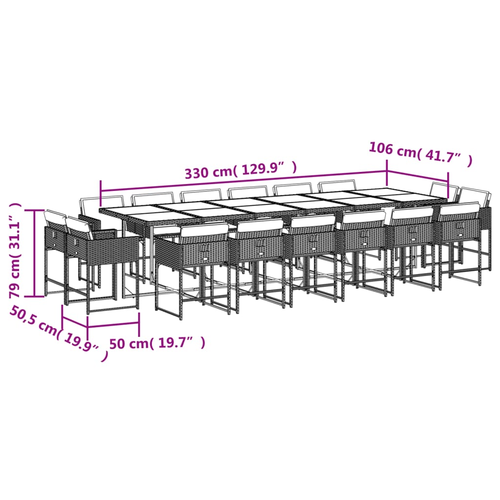17-cz. zestaw mebli ogrodowych z poduszkami, czarny, rattan PE - 5