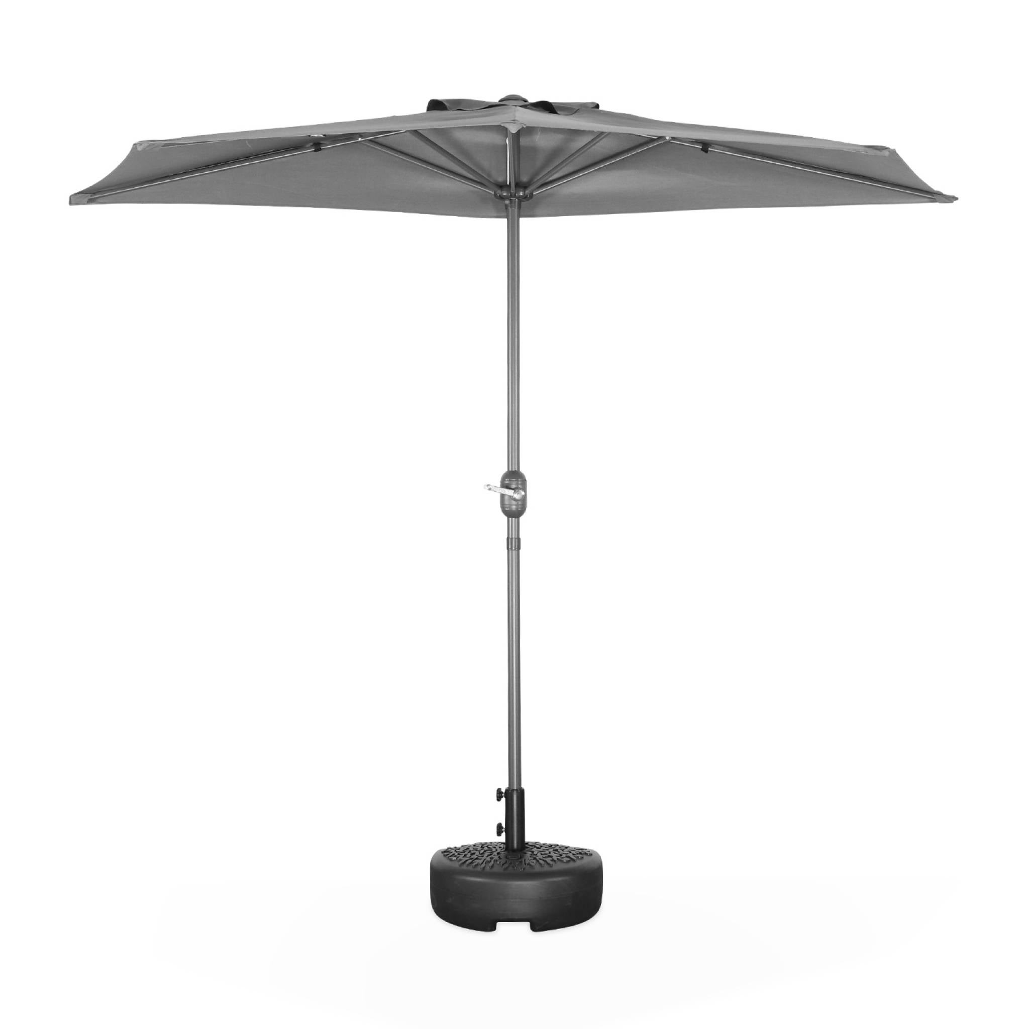 Parasol de balcon Ø250cm – CALVI – Demi-parasol droit. mât central en aluminium avec manivelle d’ouverture. toile - 3