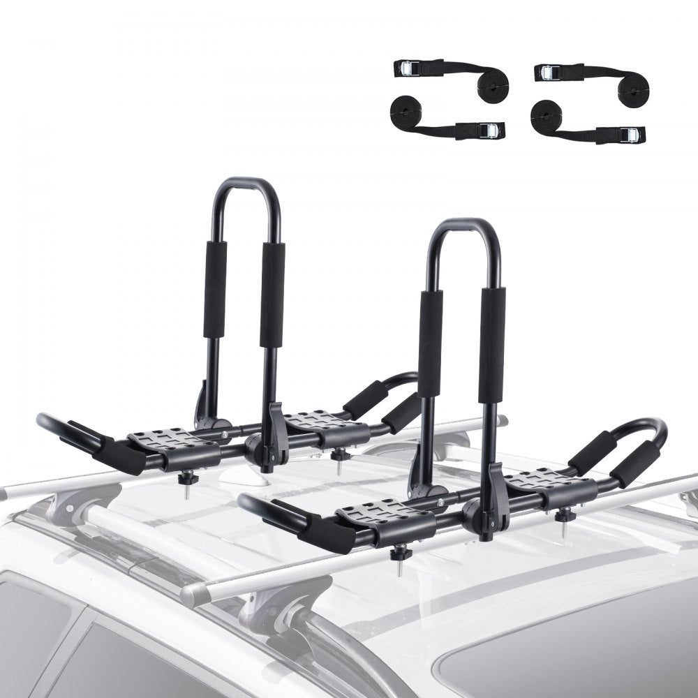 HUIMENG Porte-bagages de toit 4 en 1 pliable réglable bilatéral en forme de J pour kayak/surf/ski avec 4 sangles d'arrimage sur le toit de la voiture, SUV, camion HUIMENG Porte-bagages de toit 4 en 1 pliable réglable bilatéral en forme de J pour kayak/surf/ski avec 4 sangles d'arrimage sur le toit de la voiture, SUV, camion