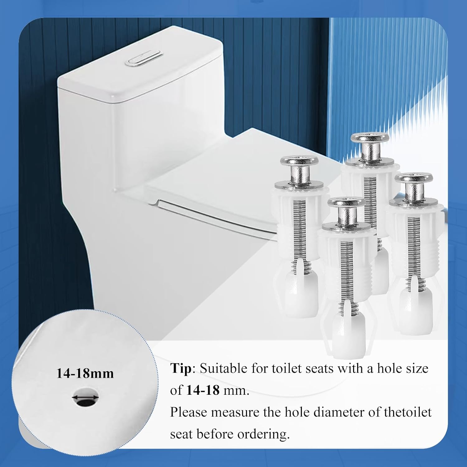 Lot de 4 vis de fixation pour abattant de toilette, blanches, pour charnières de rechange - 6