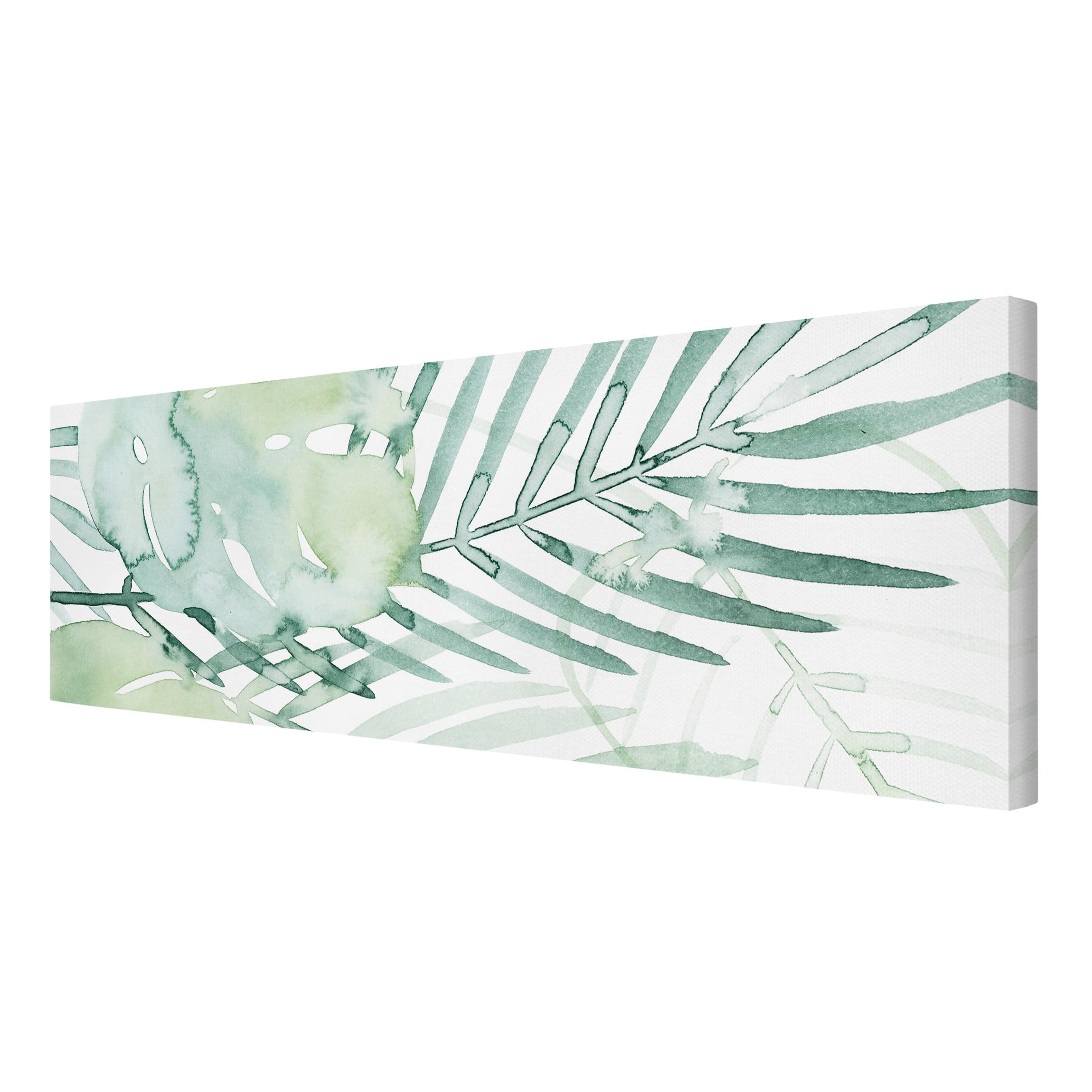 Impression sur toile tableau sur toile châssis vert botanique plantes aquarelle tropical 315 chambre à coucher salon couloir 120 x 40 cm - 6