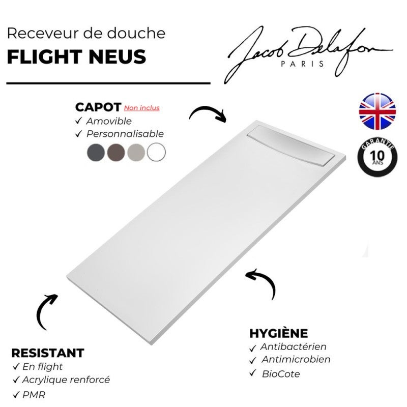 Receveur de douche antidérapant 160 x 90 JACOB DELAFON Flight Neus rectangle blanc - 4