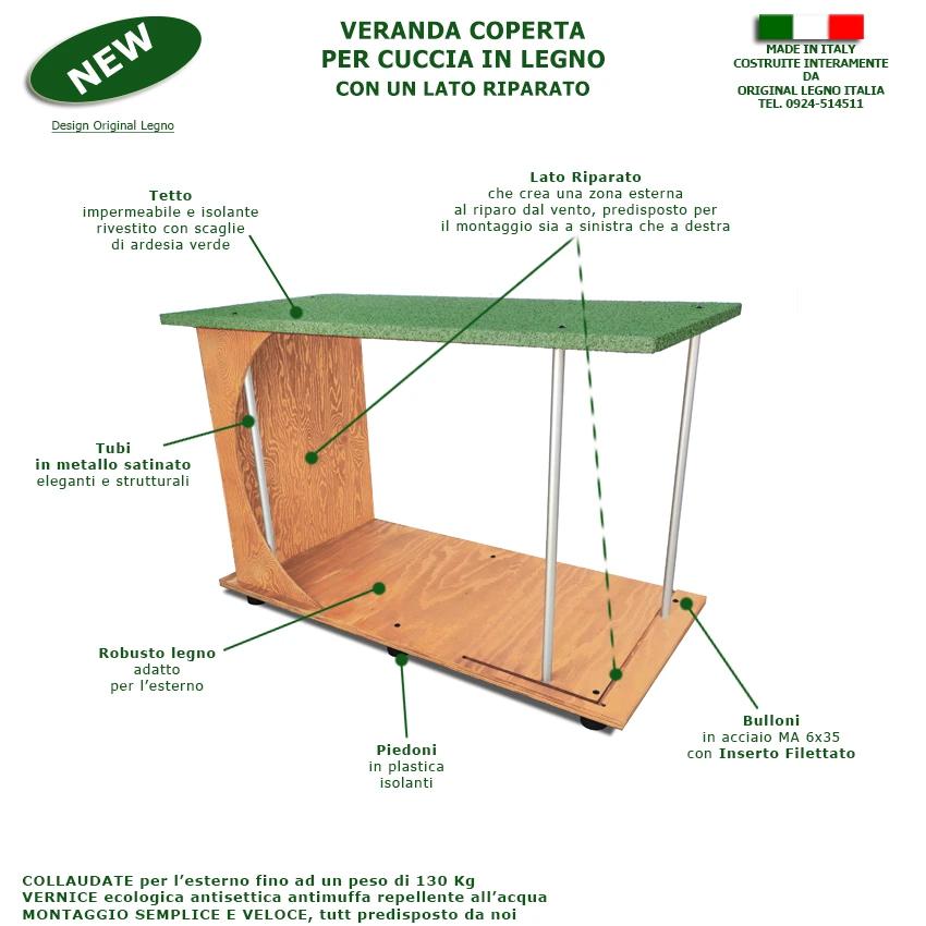 Veranda in Legno per Cuccia mod. Oasi da Esterno 