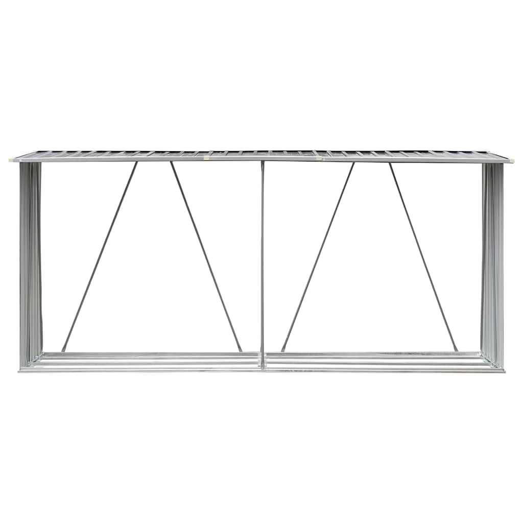 vidaXL Abri de stockage de bois Acier galvanisé 330x84x152 cm Gris - 4