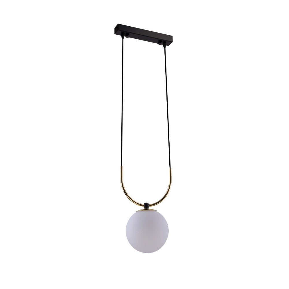 Lampa wisząca Balos mosiądz polerowano-czarna-biała 1xE14x8W wym: 100 x 25 x 16 cm metal Amplex
