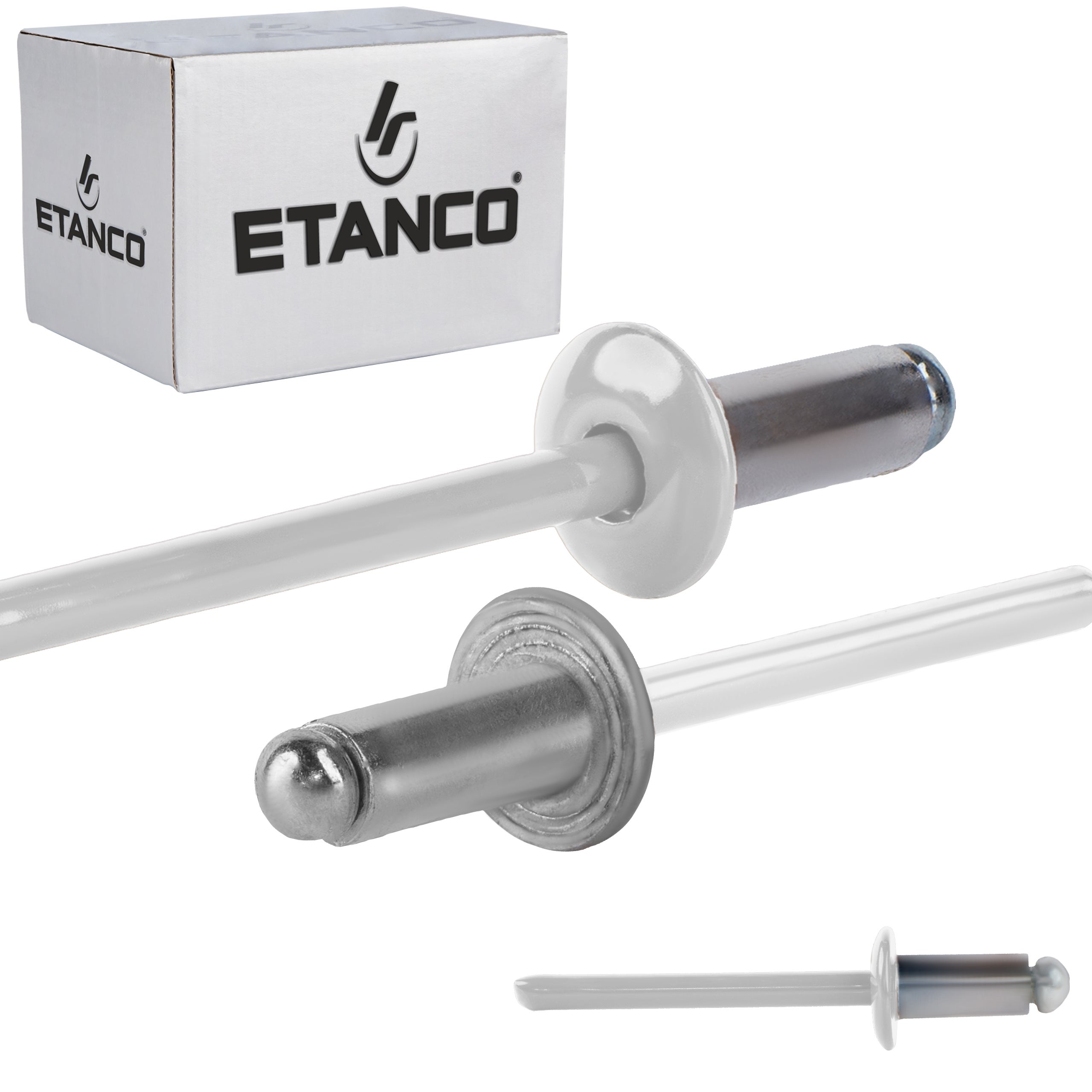 Nity aluminiowe zrywalne Etanco 4,8x10 mm RAL 9010 500szt