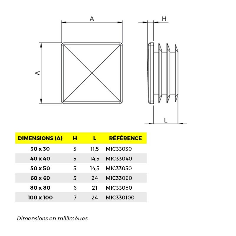 Metalideal | Chapeau De Pilier Carré En Plastique - Dimension 30 X 30 Mm - 2