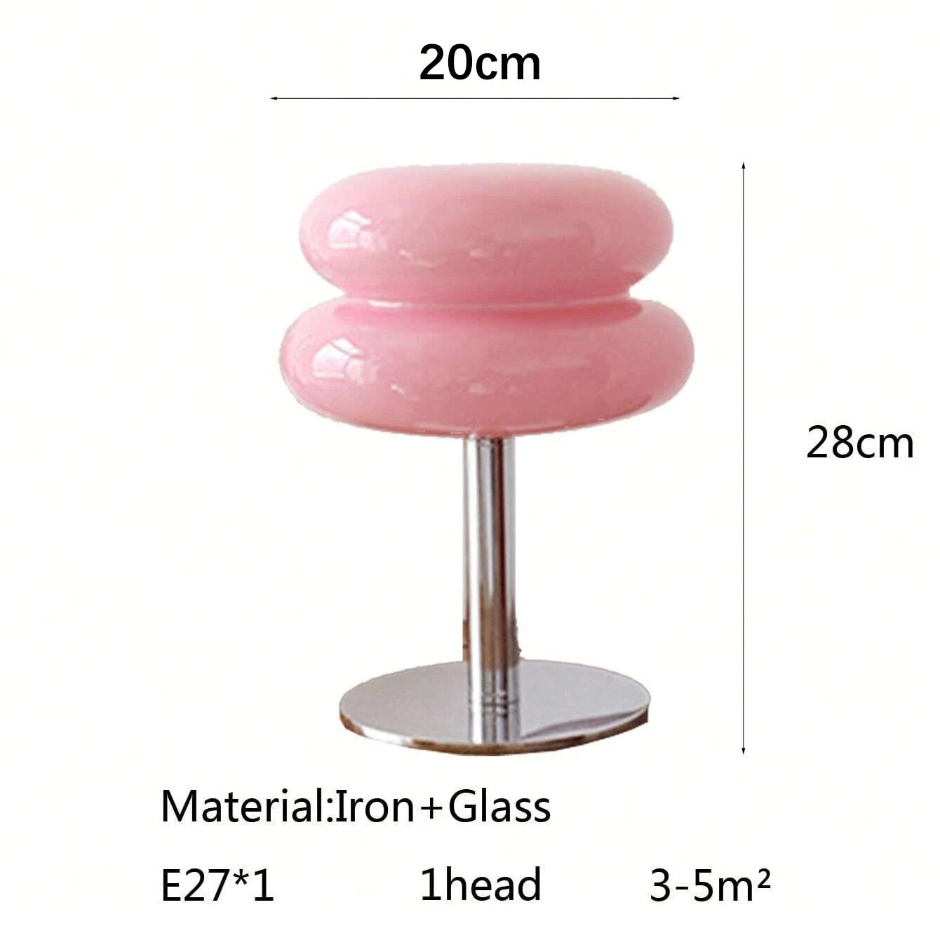 Lampe de table LED, lumière d'ambiance rétro en verre, lampe de bureau mignonne, lampe de chevet USB (rose) - 3