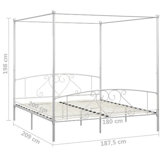 Lit à baldaquin métal blanc Tommy 180x200 cm - 5