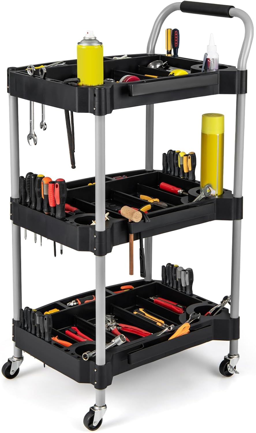 Carrello Portautensili 5 Cassetti Con Ruote, Acciaio Robusto E Piano Inox Officina Garage Magazzino Nero Rosso 97194141