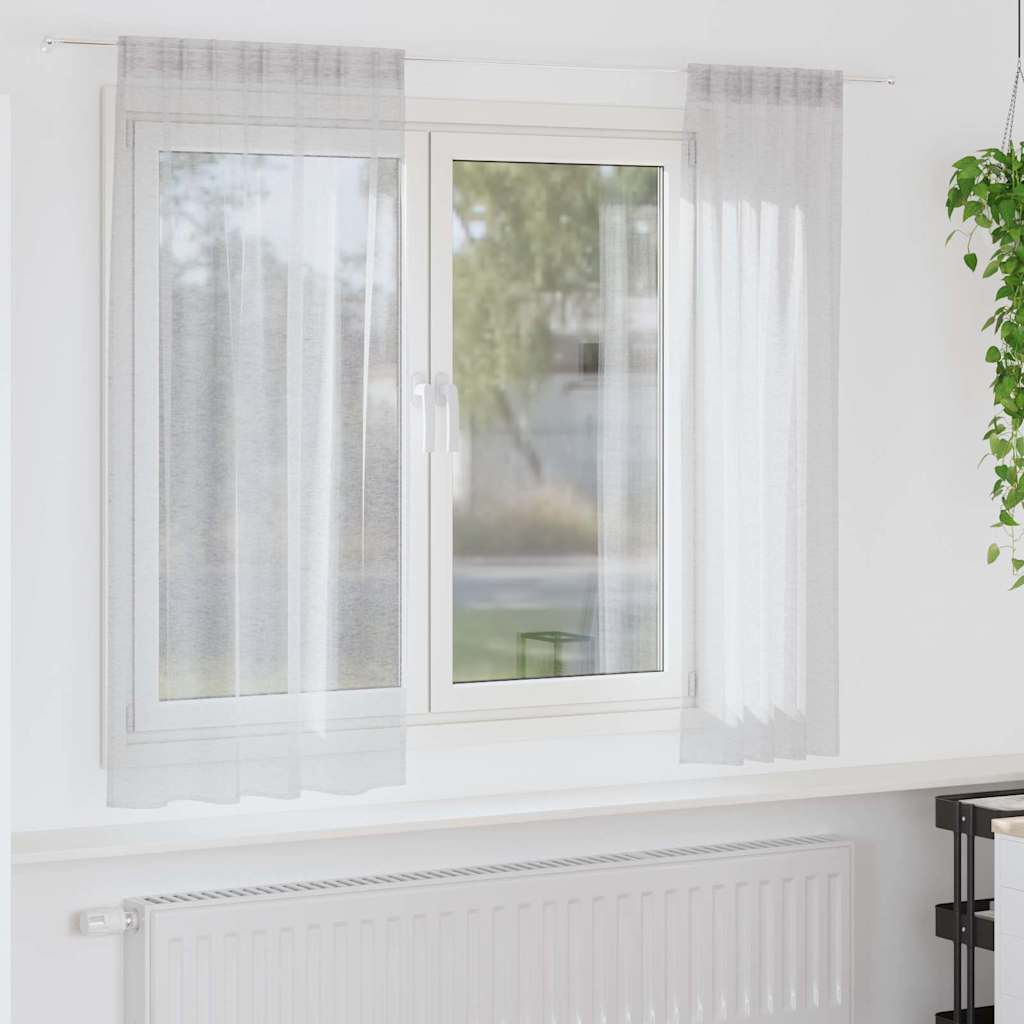 Firany Voile 2 pcs Jasnoszary 175 x 140 cm Poliester vidaXL