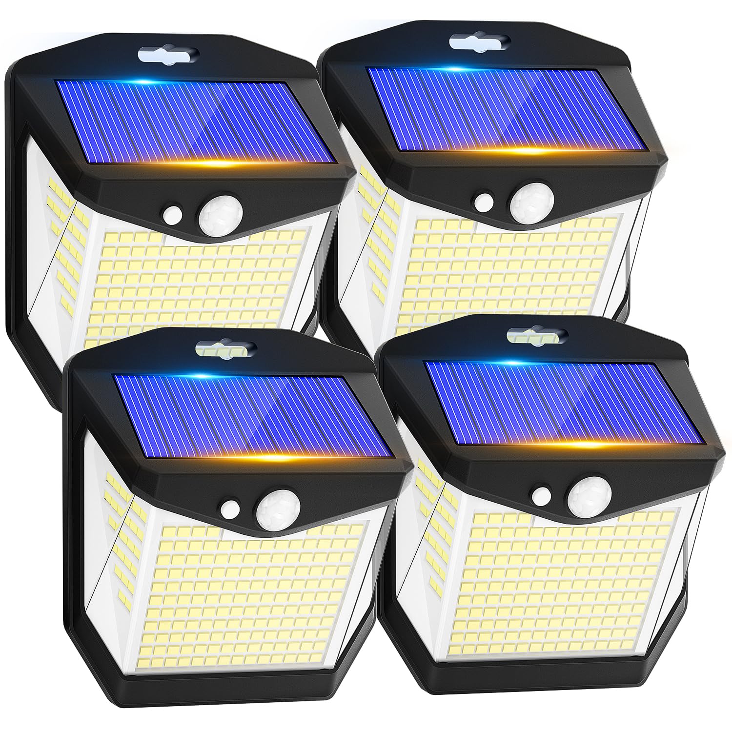 Zewnętrzna lampa solarna 248 LED z czujnikiem ruchu IP65 270°, zestaw 4 sztuk