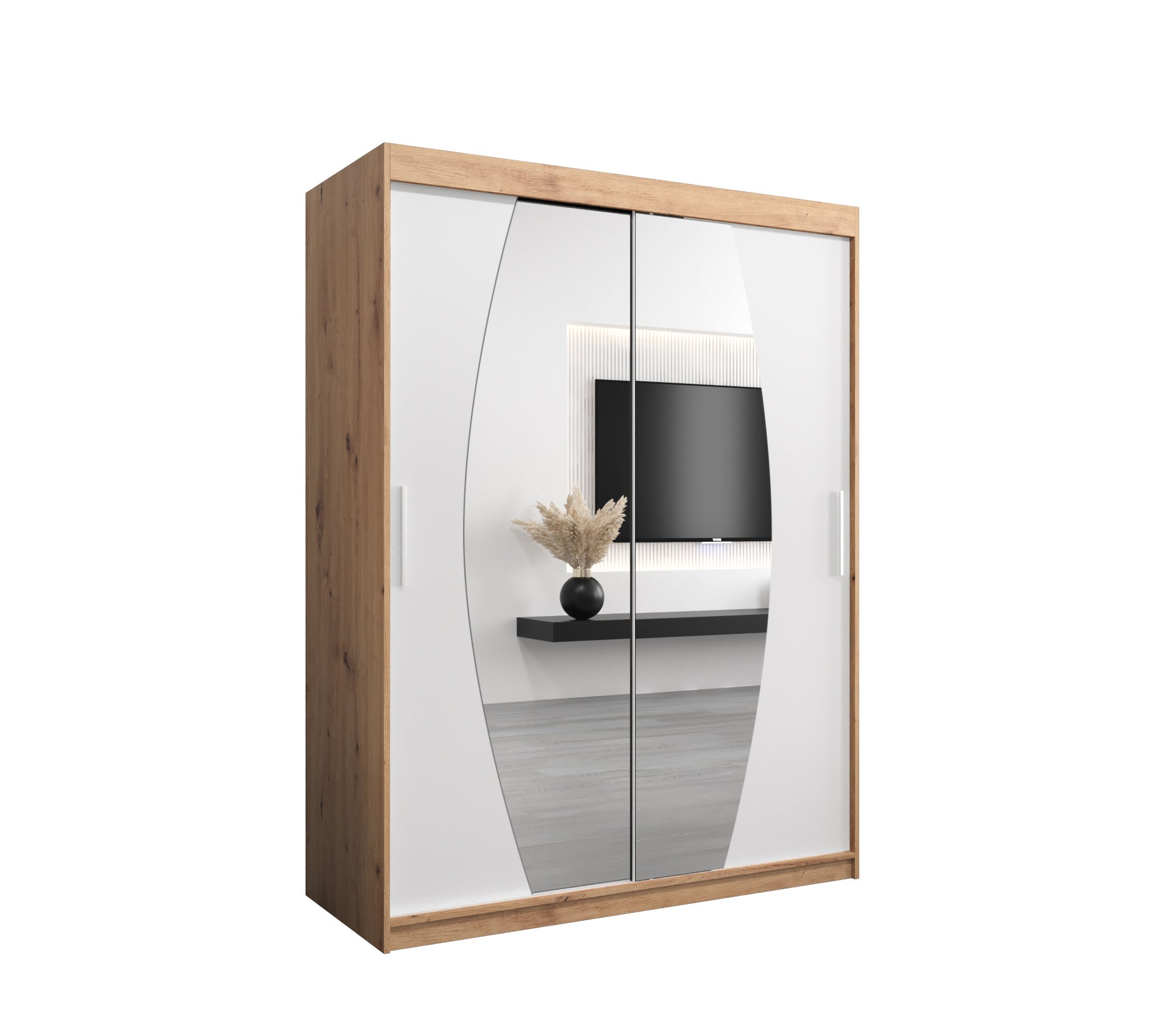 Szafa przesuwna garderoba ELYPSE 150 x 62 x 200 cm Artisan + Biały - Abiks Meble