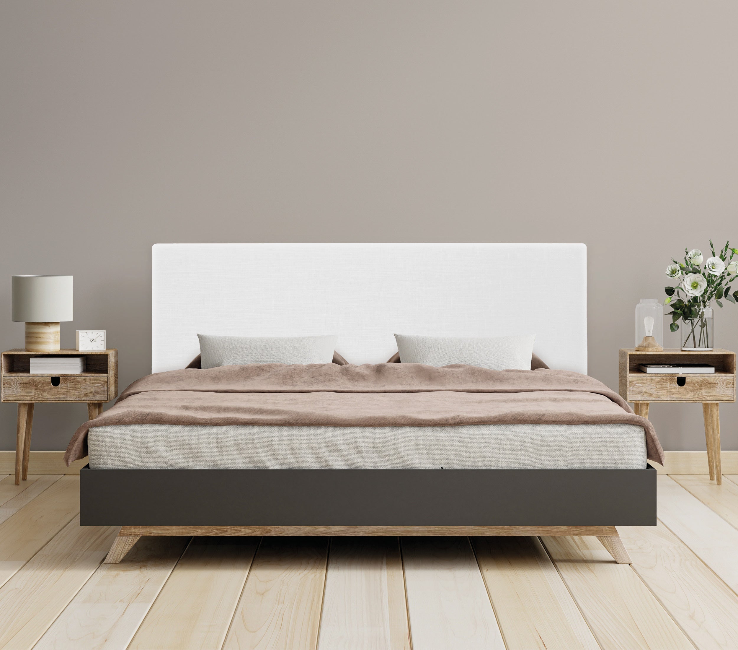 DHOME Cabecero de Lino Natural Liso 150x50cm Camas 150 - Blanco - 2