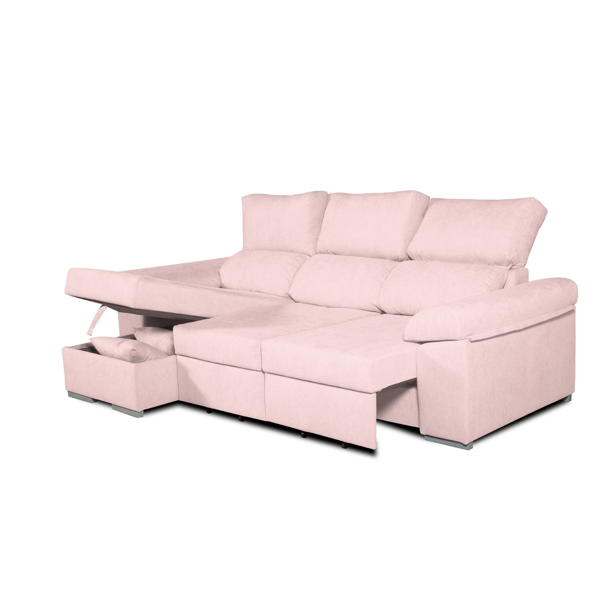 Sofa esquinero chaiselongue convertible en cama darg izquierda 235x148 cm salmon tejido con sistema acualine tanuk