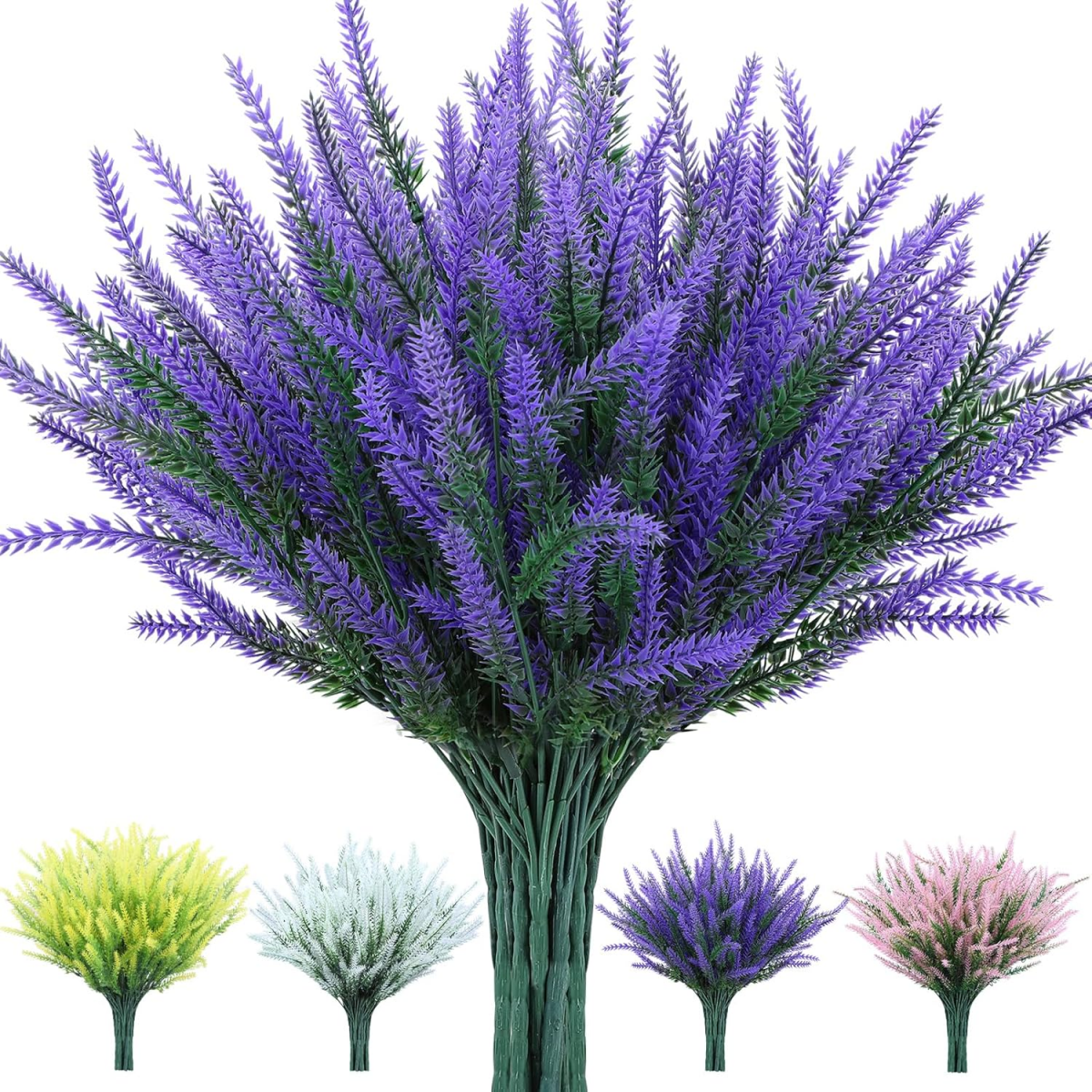 Set de 12 buchete de flori artificiale din plastic cu lavandă, pentru grădină, fereastră, bucătărie sau decorarea casei - violet 12buc