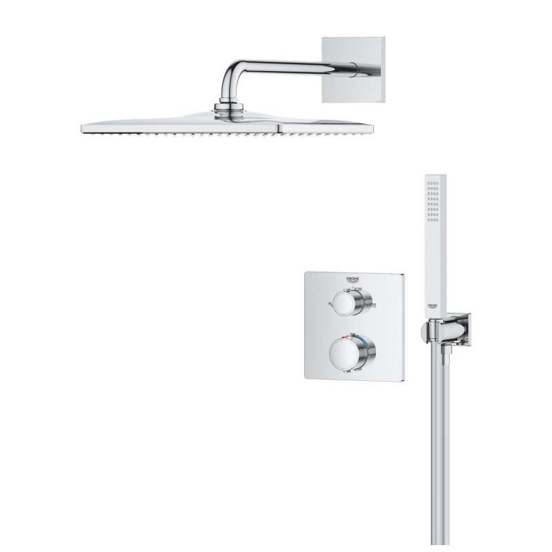 Precision Set de douche encastrée avec mitigeur thermostatique + Douche de tête + Douchette, chrome (G34881000) - 3