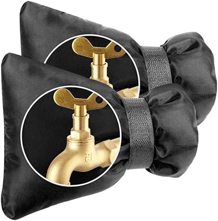 Zestaw 2 grubych osłon na krany zewnętrzne – ochrona przed mrozem – izolacja termiczna – na zimę – czarny, 18×25 cm, 3 warstwy ochrony