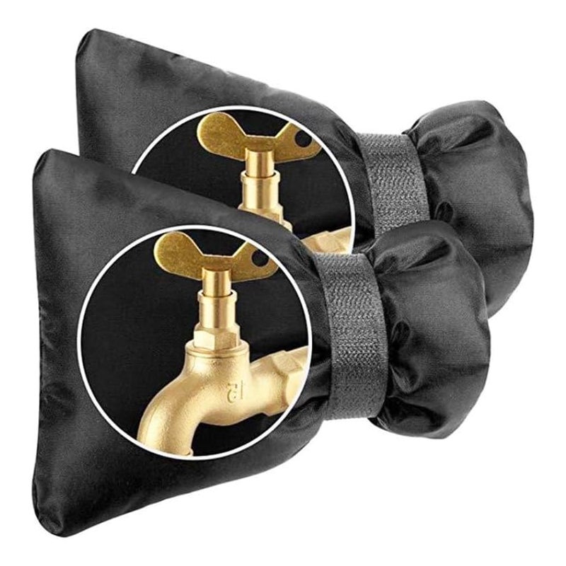 Zestaw 2 grubych osłon na krany zewnętrzne – ochrona przed mrozem – izolacja termiczna – na zimę – czarny, 18×25 cm, 3 warstwy ochrony