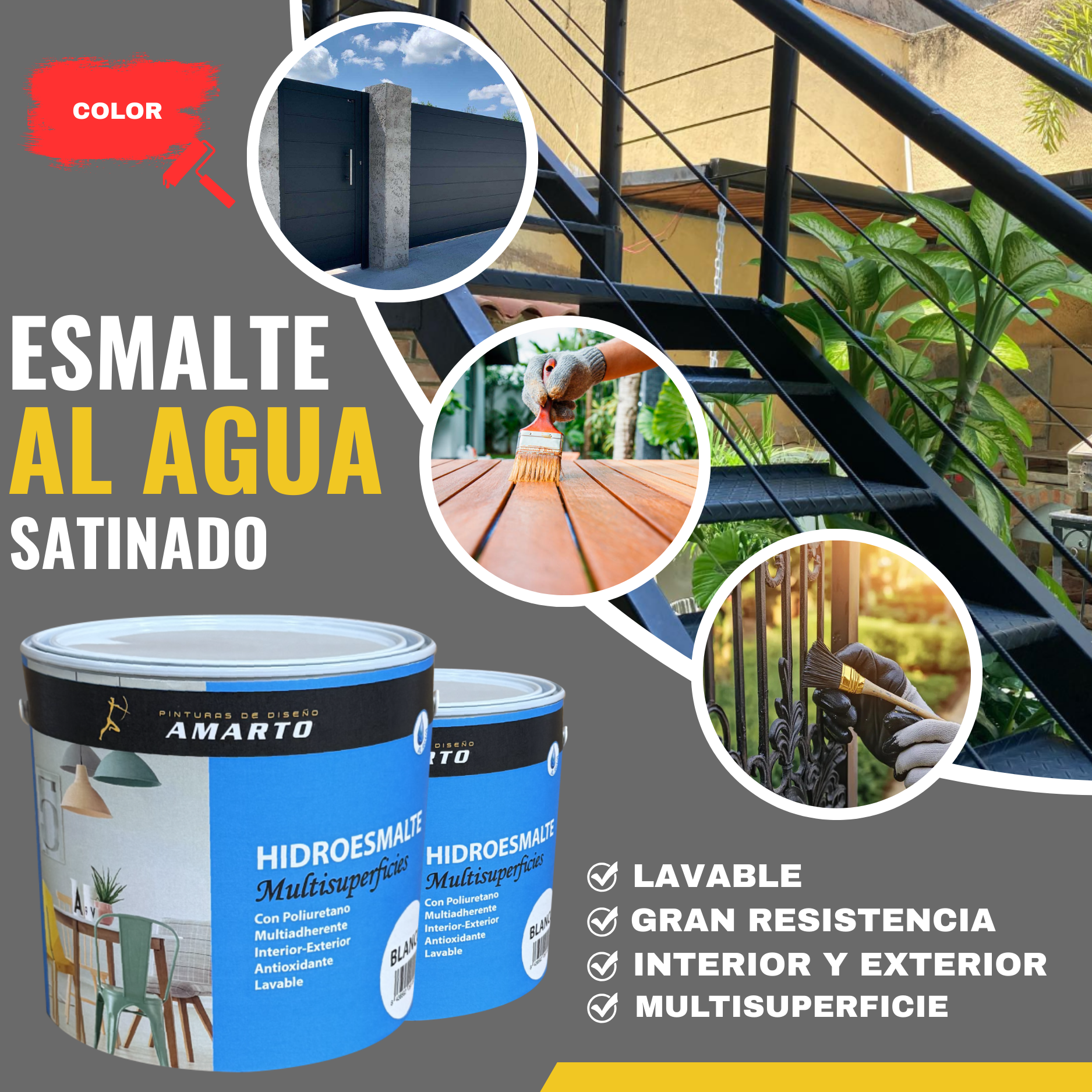 [Rouge Vif 2,5L] Émail à l’eau satiné pour bois, métal, ciment — free download