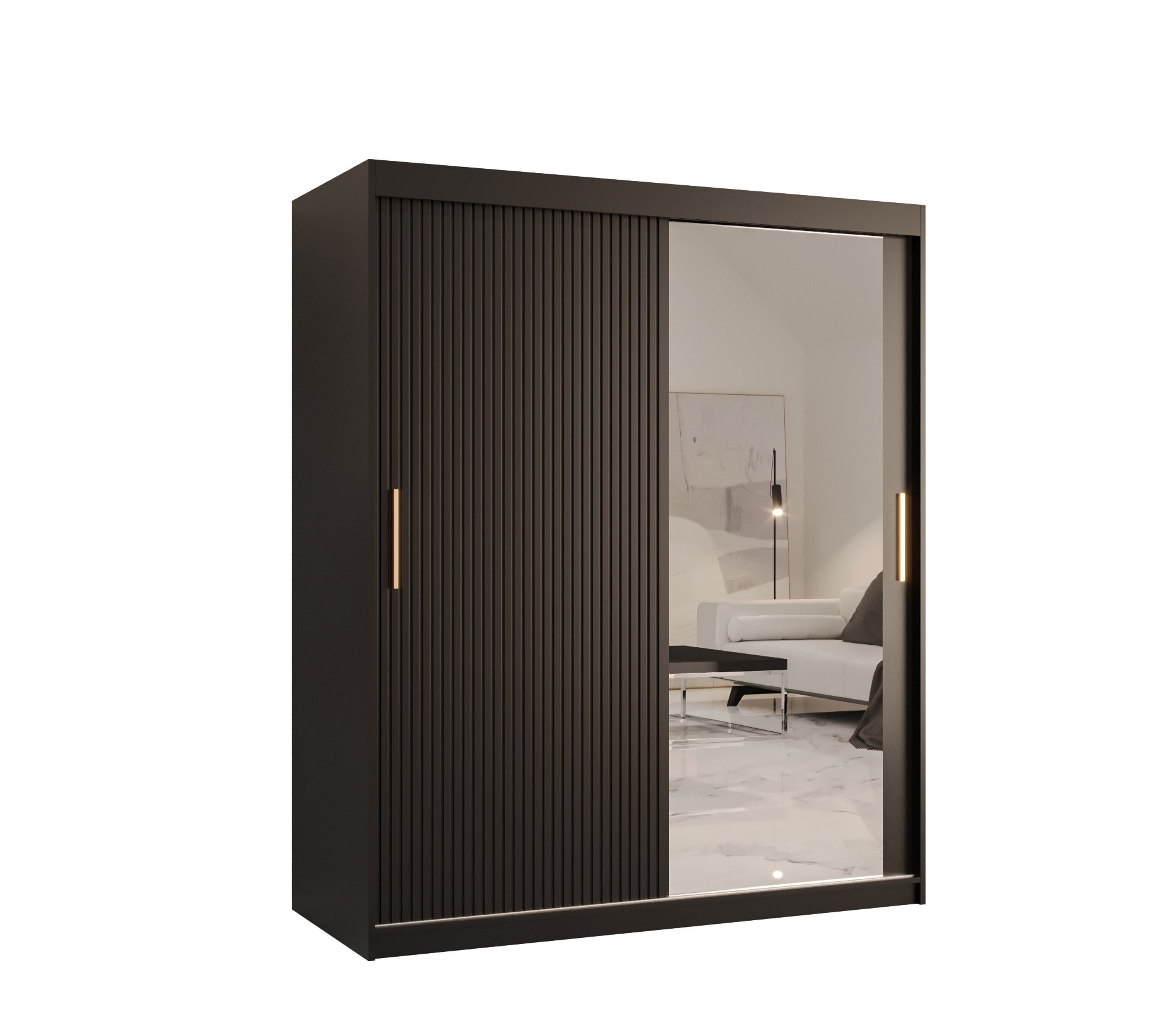 Szafa przesuwna garderoba RIFLO SLIM 2 150 x 62 x 200 cm Czarny - Abiks Meble