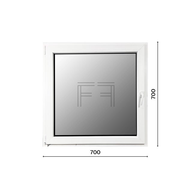 Fintex-finestra in PVC bianco singola anta 700x700 apertura a destra, vetro stratificato 4mm, PROFILO A L