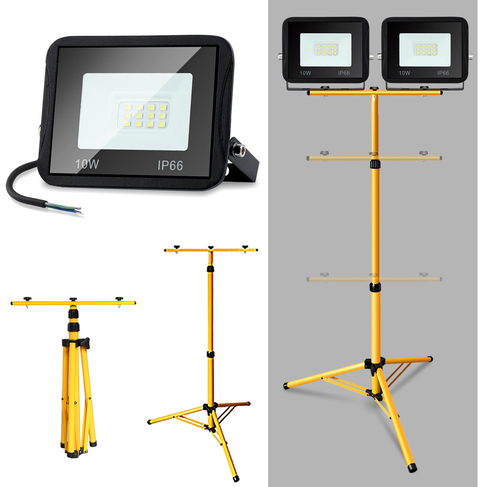 Projecteur de chantier LED avec trépied IP66 Jardin Projecteur LED ...
