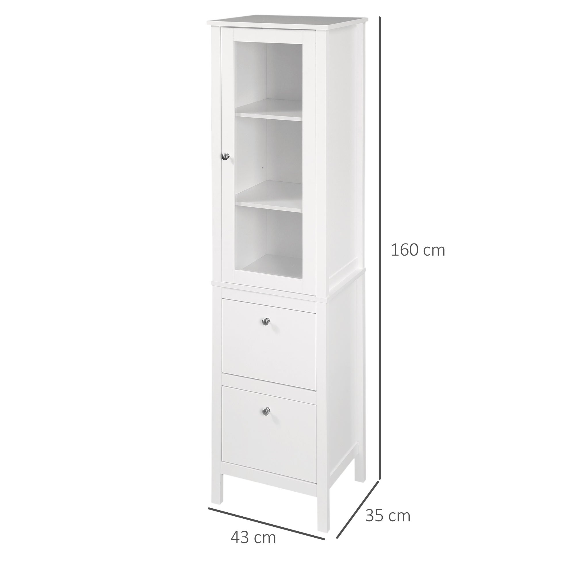 Armario Alto de Baño KLEANKIN MDF Blanco 43x35x160 cm - 4