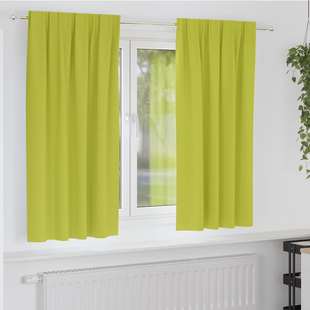 Firany blackout z kółkami 2 pcs Zielony 175 x 140 cm Poliester vidaXL