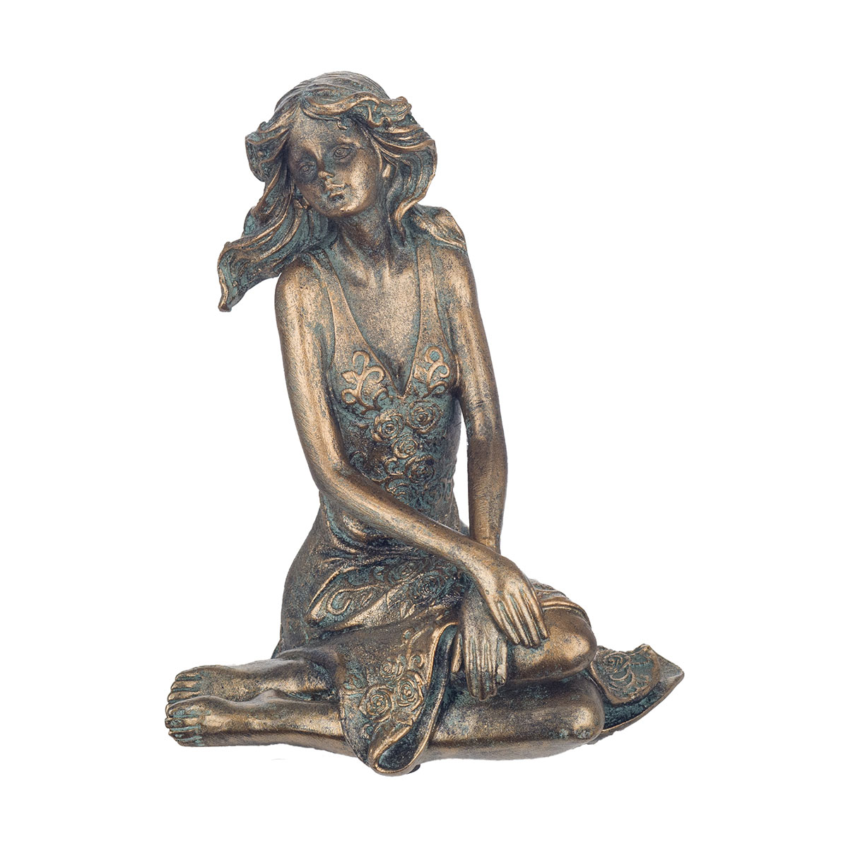 Signes grimalt by sigris - figura mujer sentada dorado de resina | figura de persona figuras de resina para jardin figura resina decoración 15x9x12cm