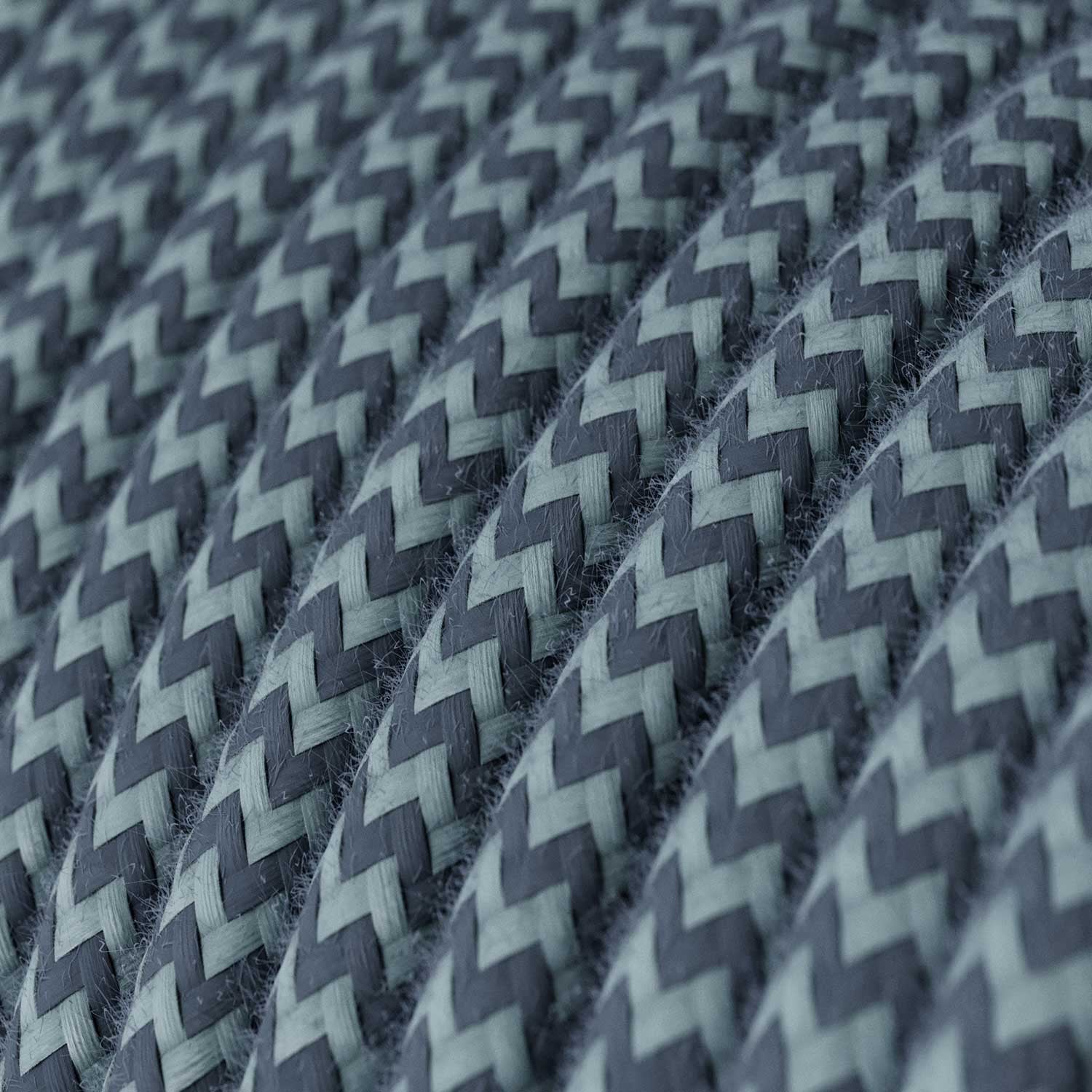 Câble Électrique Rond Gaine Tissu Coton – ZigZag Miel Doré Et Anthracite – 20 Mètres – 2x0,75 Mm² – Made In Italy