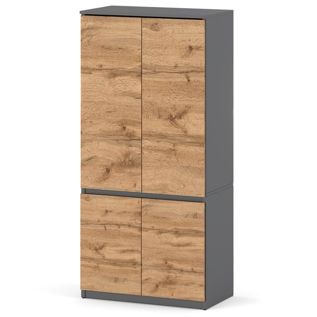 Szafa do sypialni loft 80cm półki nowoczesna z drążkiem szary dąb wotan