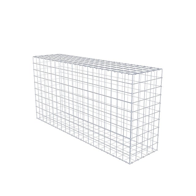 Gabion en acier galvanisé 200x100x50cm (LxHxP), mailles 10 x 10cm, Anneau en spirale, cage métallique pour mur ou jardin