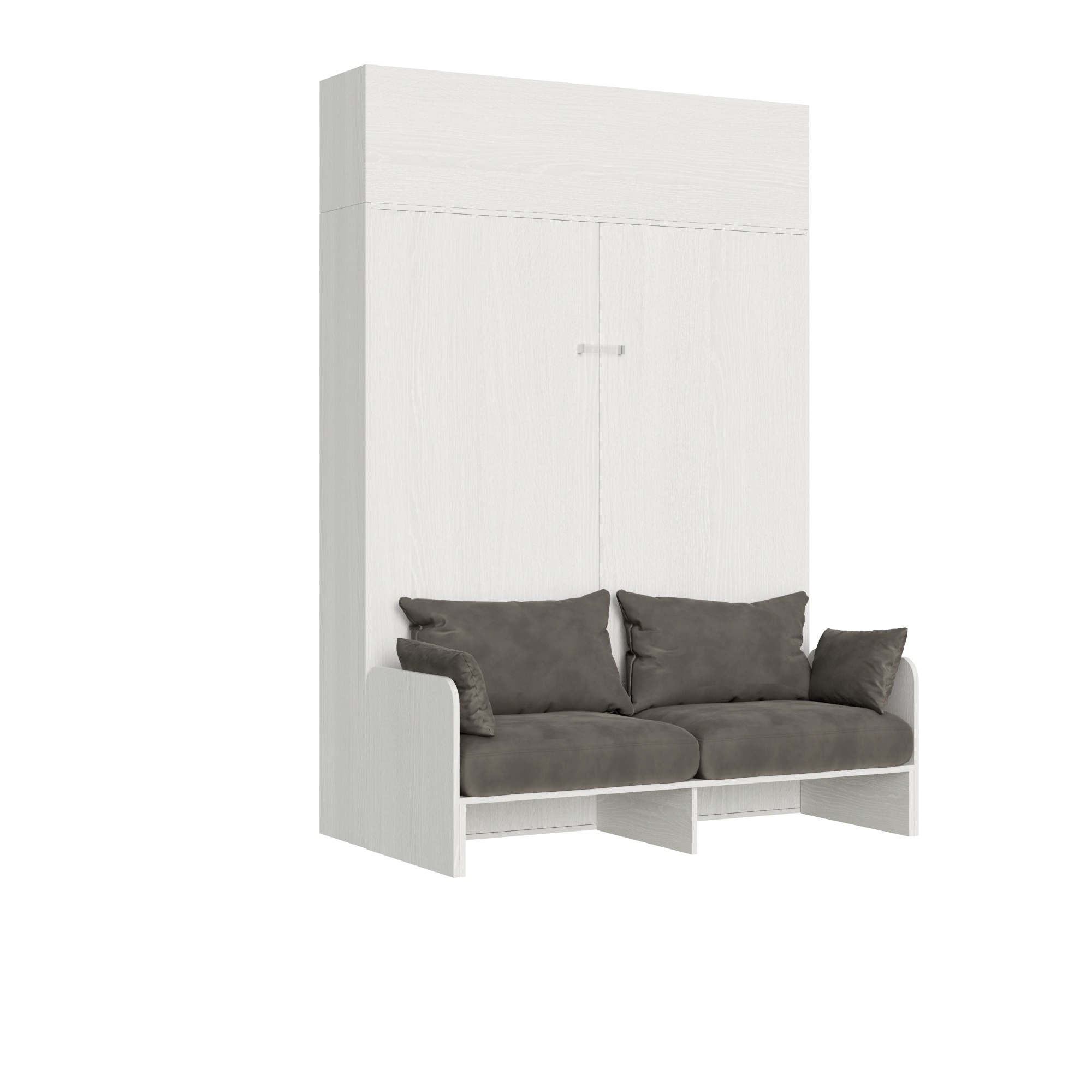 Sofa dwuosobowa Kentaro White Ash z meblami ściennymi Vasista