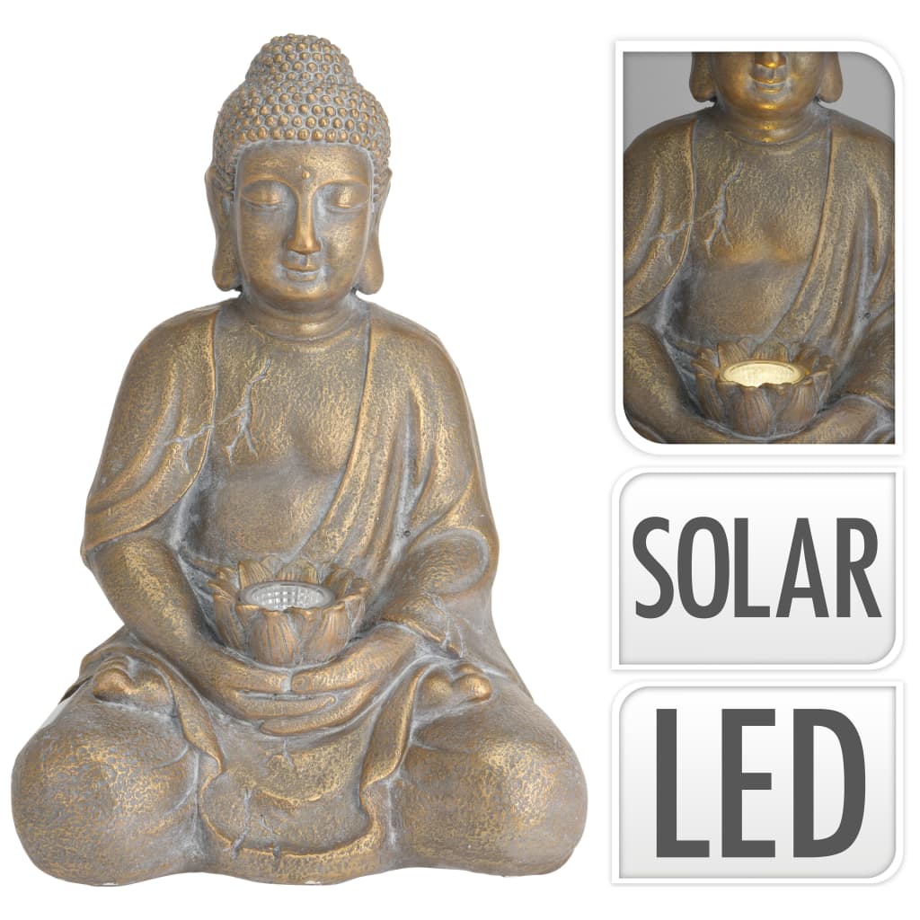 Statua Di Buddha Con Ornamento Di Lampada Solare Per La