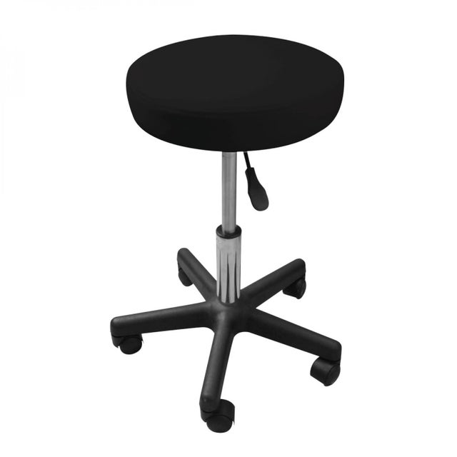 Tabouret rond à roulettes réglable en hauteur de 43.5 à 60.5 cm et pivotable à 360° - Noir - Vivezen