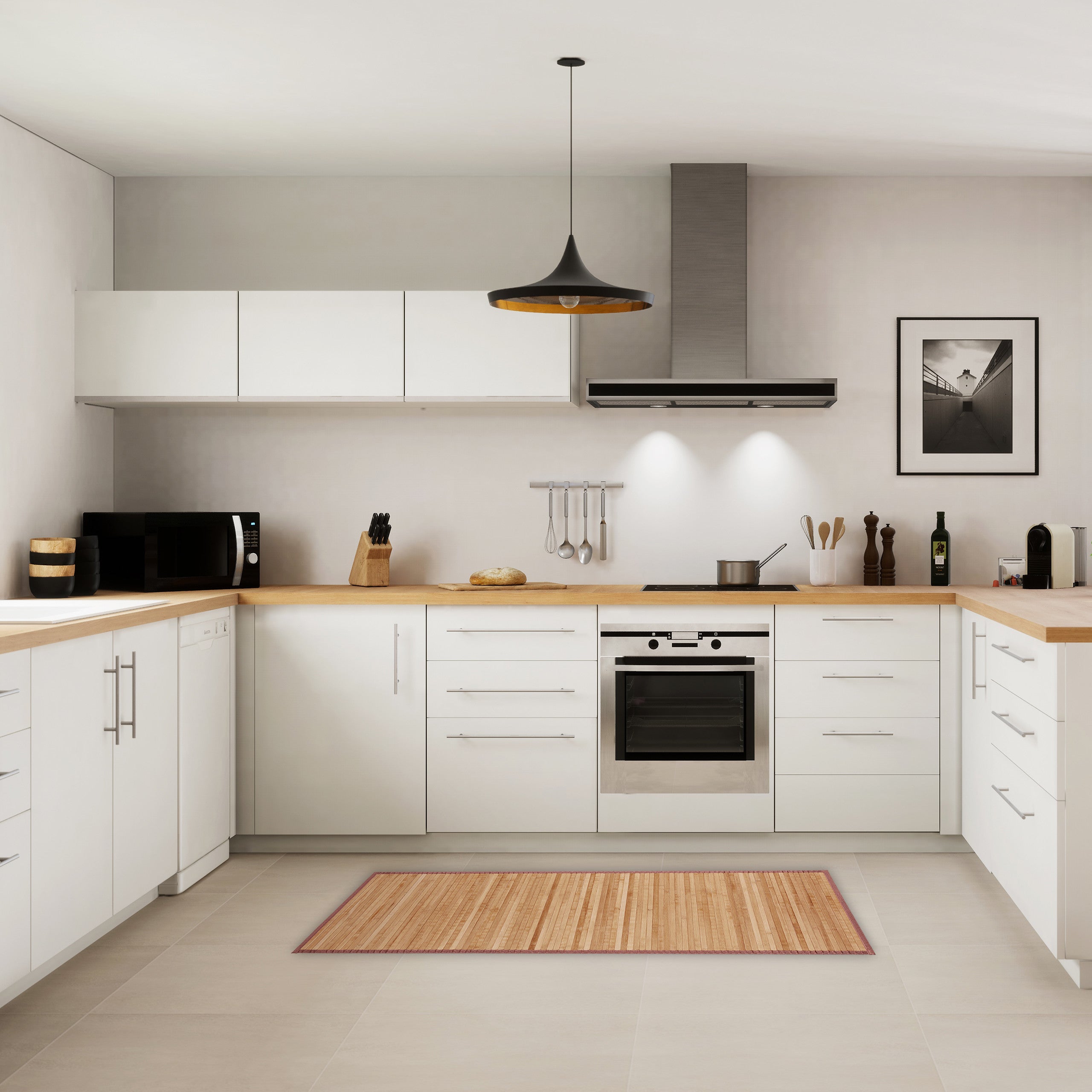 Tapis en Bambou Résistant Humidité Anti-glisse Bord textile Sortie de Bain Douche SDB, 61x182 cm, nature, Relaxdays - 5