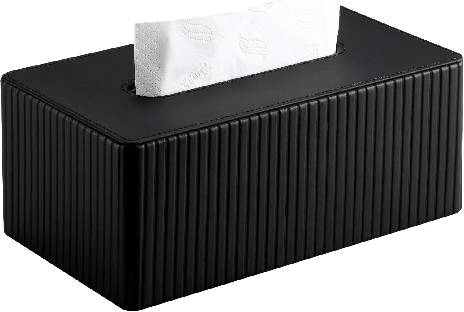 Skórzane pudełko na chusteczki, prostokątne pudełko na chusteczki do biura, domu, łazienki (czarne)