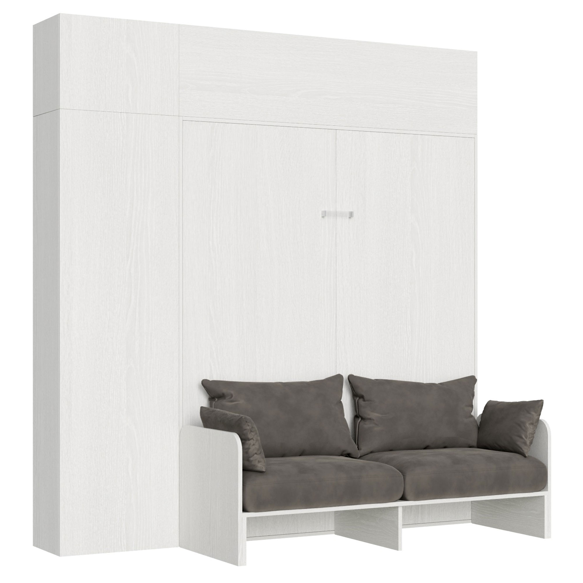 Kentaro double bed in white ash with column - vasistas wall unit - wall unit above column (ALESSIA 20)