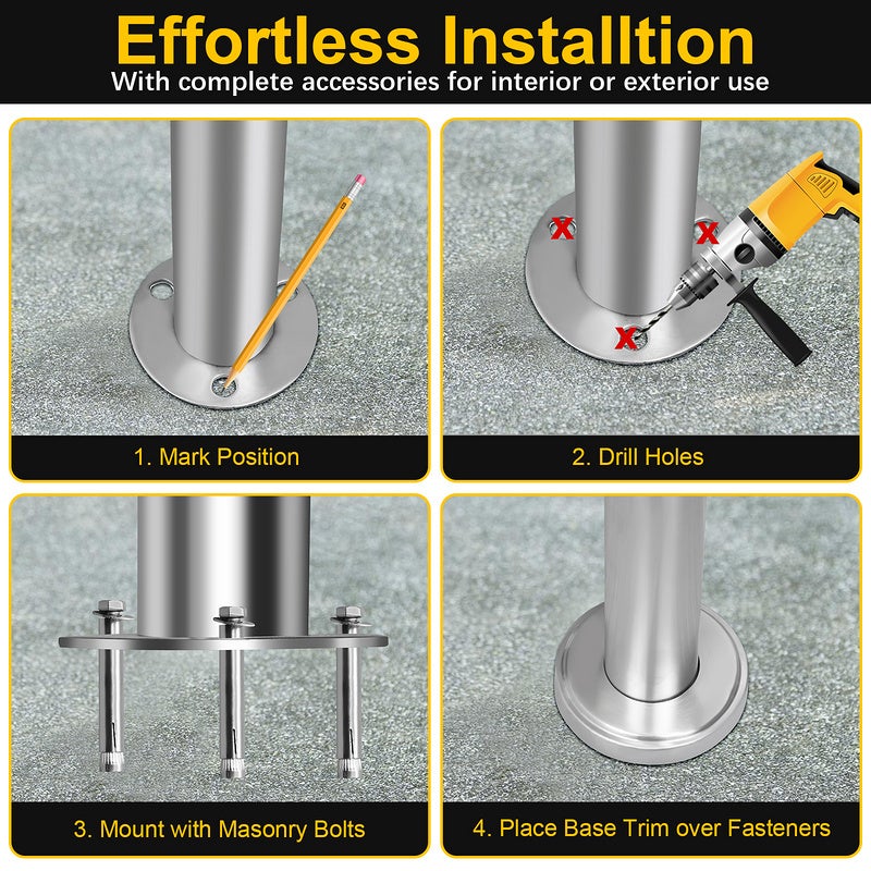 Corrimano In Acciaio Inox Per Scale - Ringhiera 150 Cm, Diametro 42 Mm, Per Interni Ed Esterni
