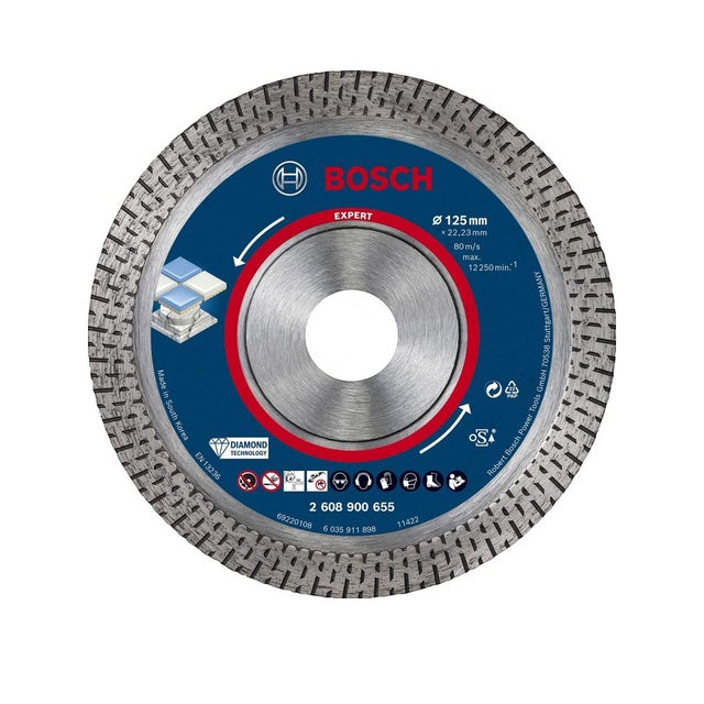 Bosch Accessories 2608900655 EXPERT HardCeramic Disque à tronçonner diamanté Diamètre 125 mm Ø de perçage 22.23 mm