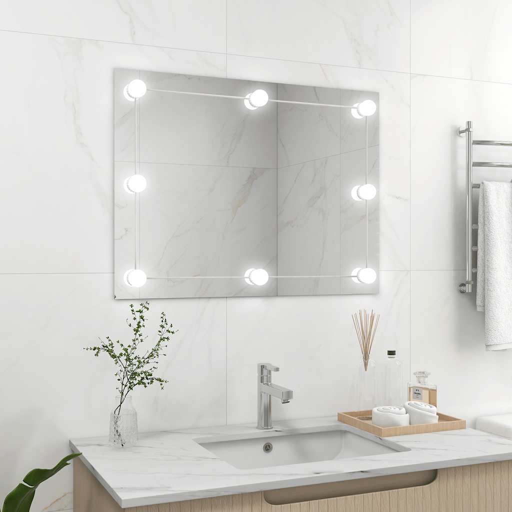 Vidaxl Espejo De Pared Sin Marco Con Luces Led, Rectangular, De Cristal, , Leroy Merlin