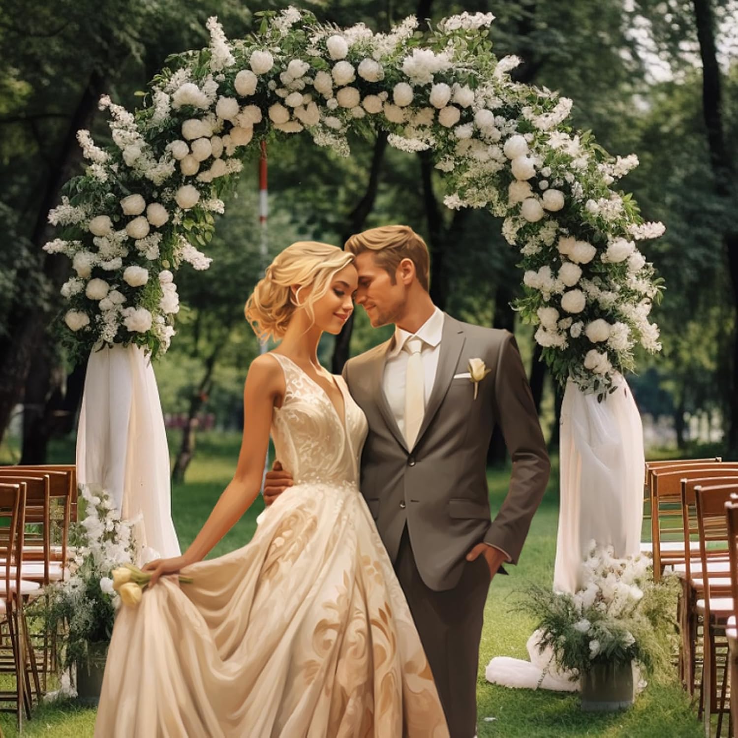 Arco da Giardino per Rampicanti, Arco da Giardino a Forma di Cupola in Metallo Zincato Resistente, Ideale per Feste e Ceremonie, 143 x 40 x 23 - 9